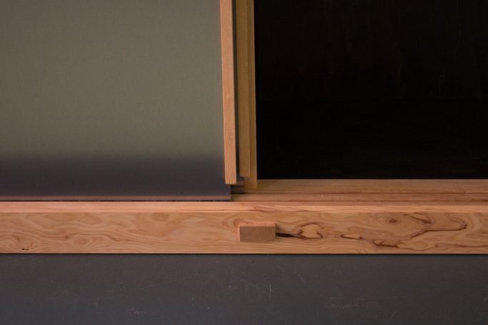 museum desk hemlock frame woodgrain detail