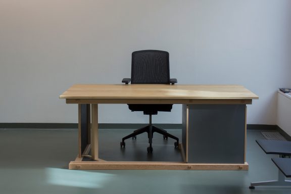 smaller museum desk sliding door variation leg space open