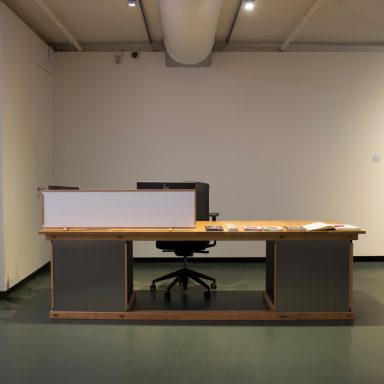 larger museum desk sliding door variation middle open