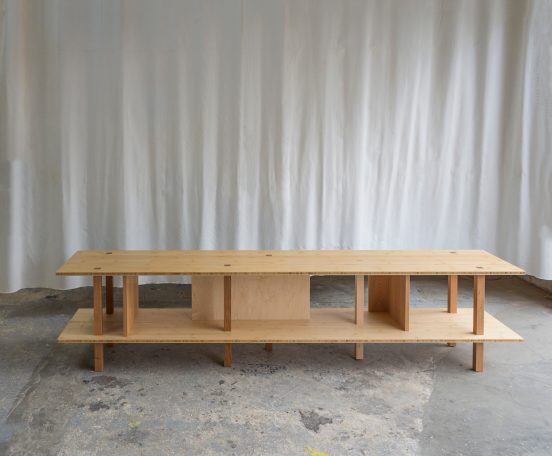 custom designed sideboard with legs protruding through top as a joinery detail