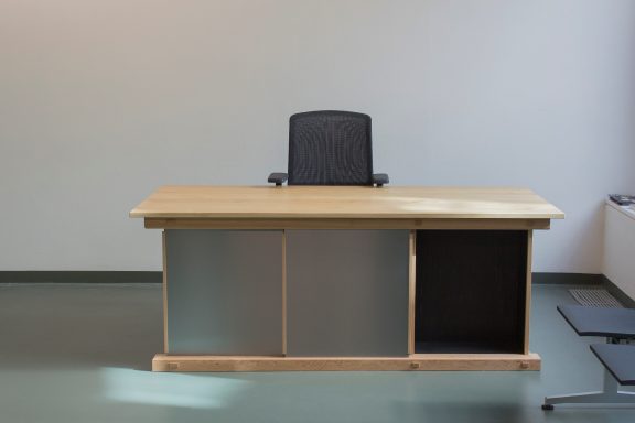 smaller museum desk sliding door variation cabinet open