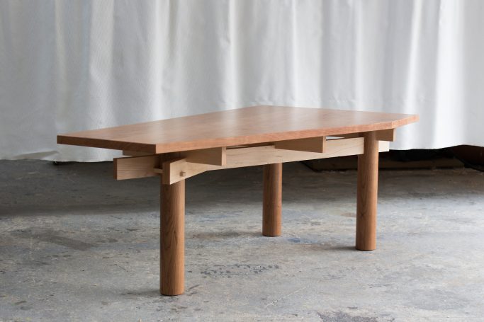 asymmetric coffee table with exposed joinery