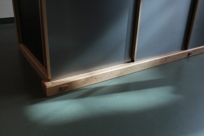 museum reception desk hemlock sliding track