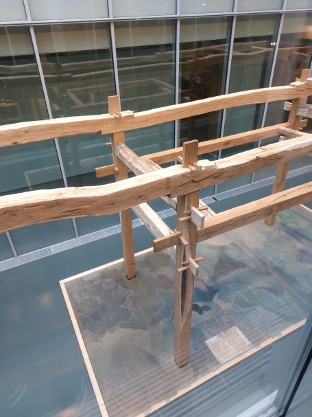 art installation timber frame top view